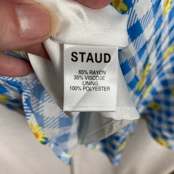 Staud Blue Gingham Daisy Milla Mini Dress Sz.8 NWT - Picture 13 of 14